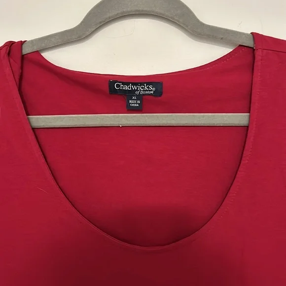 Chadwick’s Red Scoop Neck Pleated Dress - Picture 5 of 6